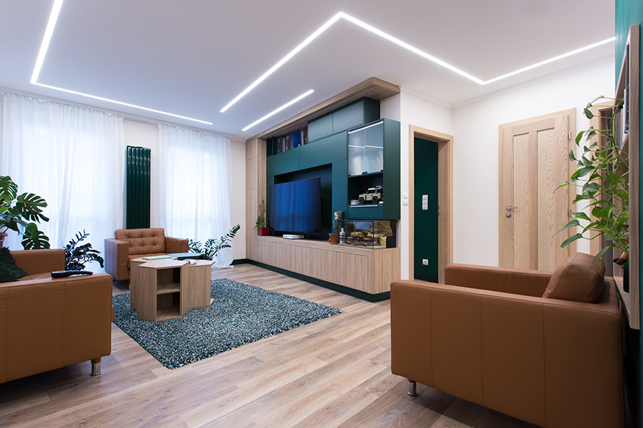 Belsőépítészeti átalakítás - Társasházi lakás fiatalos stílusban, nappali